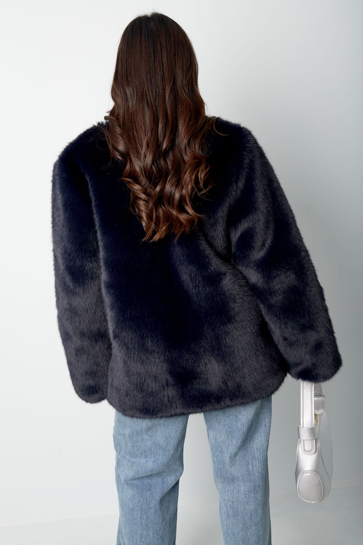 Faux fur coat - dark blue Picture8